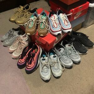 Nike Sneakers in Gold, Blue, Black, and Silver lot of 10